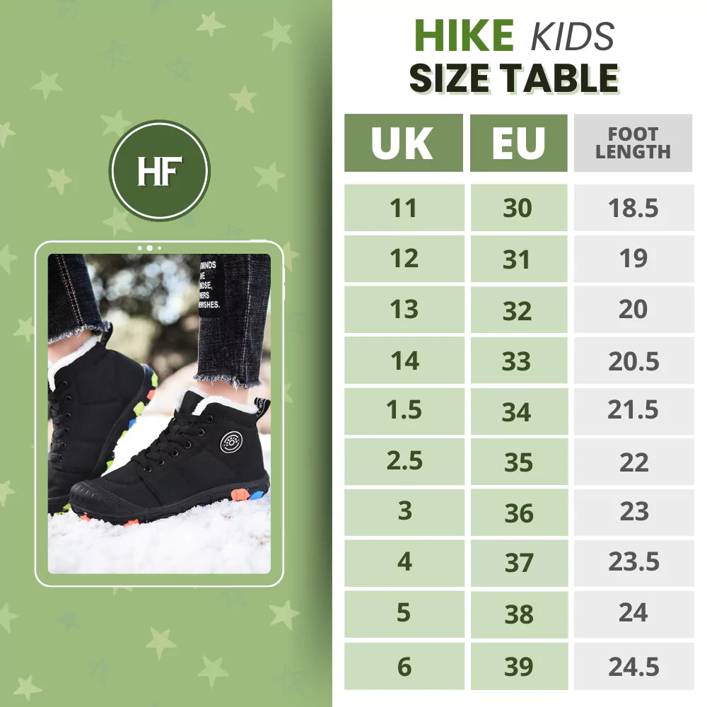 Hike Kids - Waterproof Barefoot Wintershoes for Kids